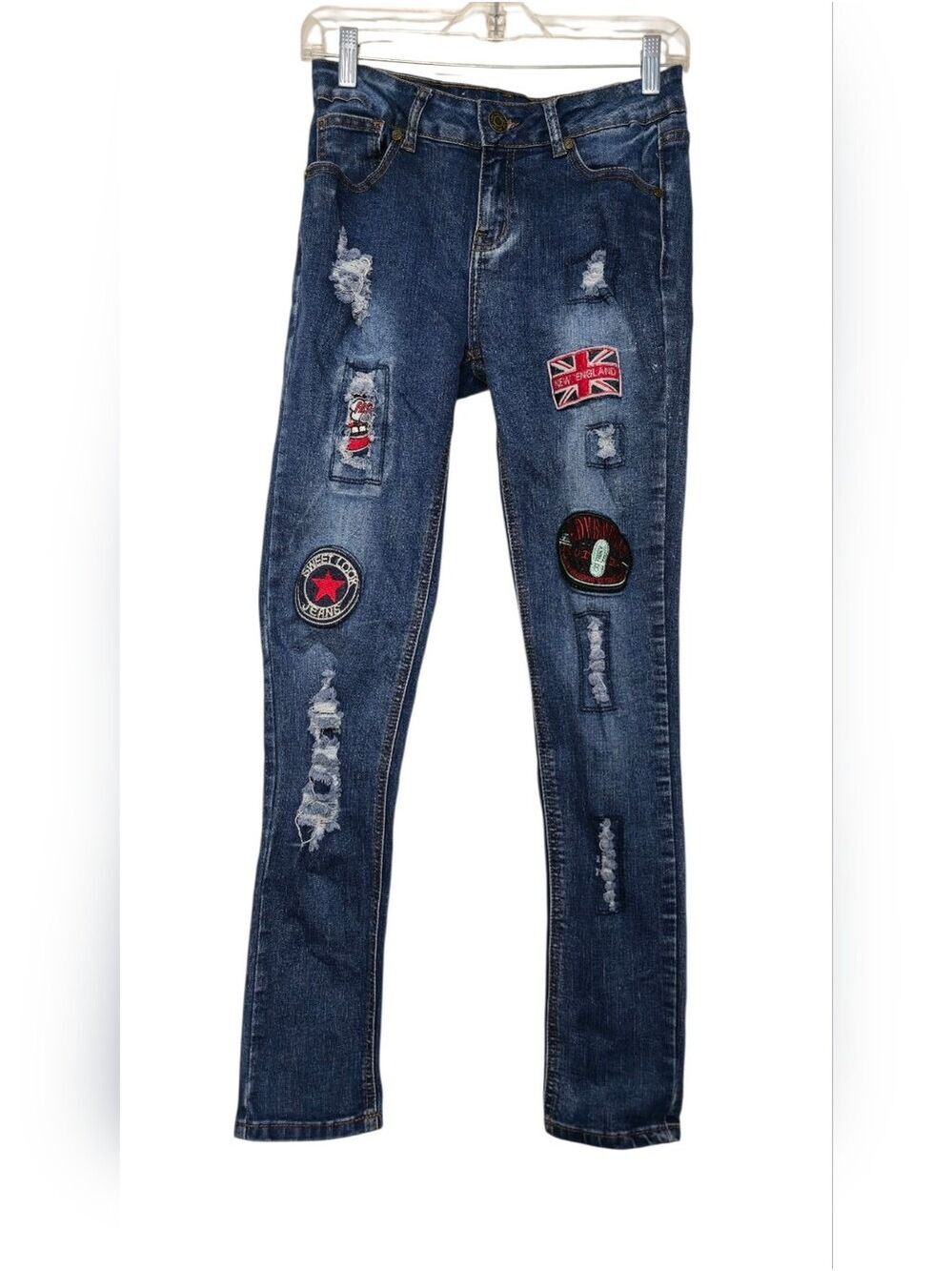 Sweet Look Distressed Patch Jeans Juniors 9